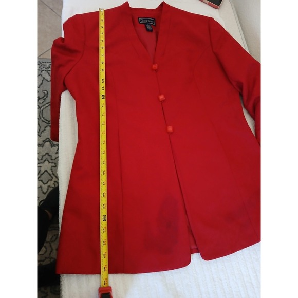 Vtg Laura Scott Womens red blazer with a floral pattern 12 Buttons Old Money - Picture 10 of 16
